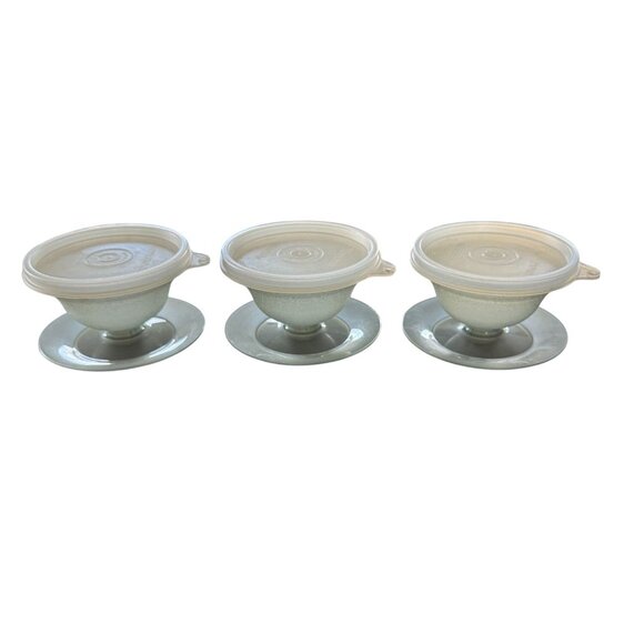Tupperware Parfait Pudding Jello Ice Cream Dessert Cups Bowls with lids Set of 3 - Picture 1 of 3